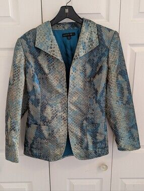 Lafayette 148 Teal Snake-Print Women's Blazer